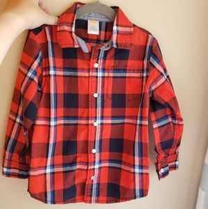 EUC little boys plaid button down shirt